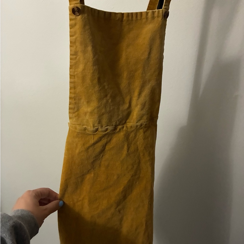 Mustard Yellow Corduroy Pinafore Dress